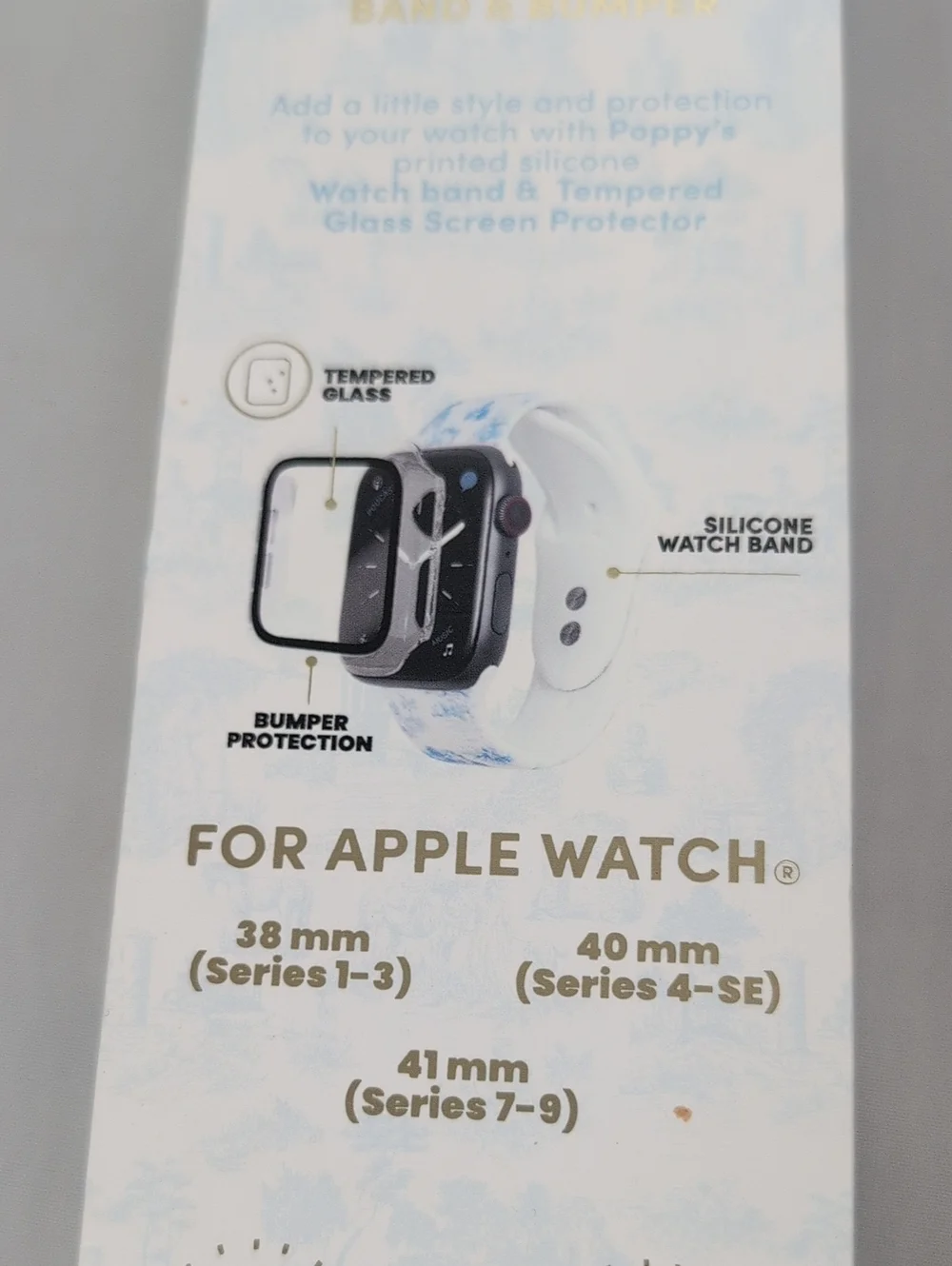 XO Poppy Blue Toile Apple Watch 2 in 1 Band & Bumper Set